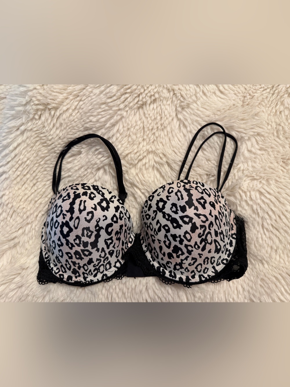 La Vie En Rose Black & White Leopard Padded Bra
